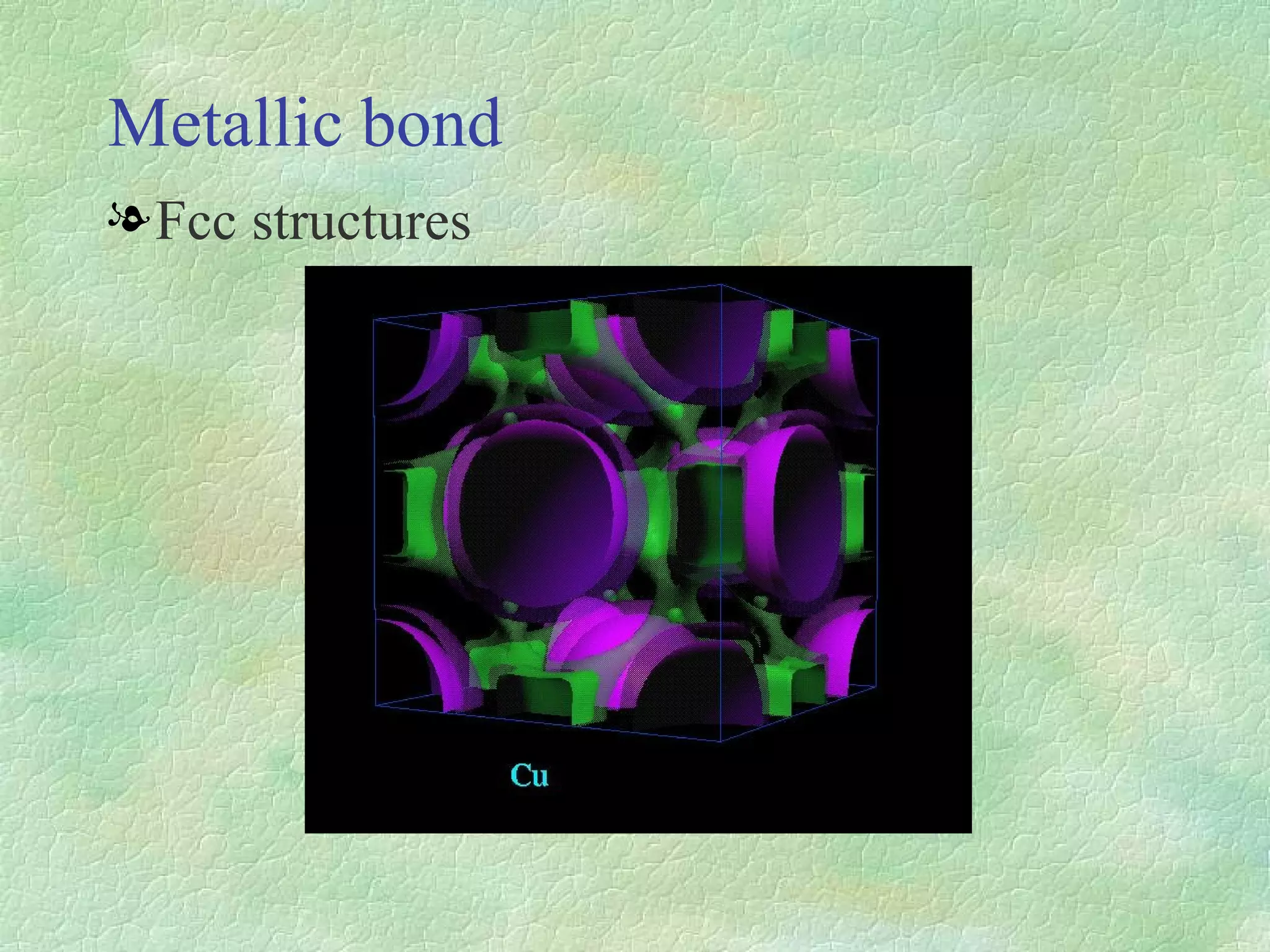 Metallic bond Fcc structures 
