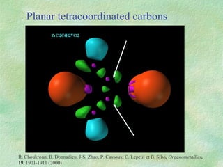 Planar tetracoordinated carbons R. Choukroun, B. Donnadieu, J-S. Zhao, P. Cassoux, C. Lepetit et B. Silvi ,  Organometallics , 19,  1901-1911 (2000) 