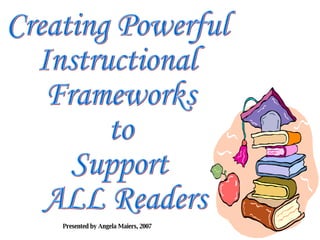 Creating Powerful  Instructional  Frameworks  to  Support ALL Readers Presented by Angela Maiers, 2007 