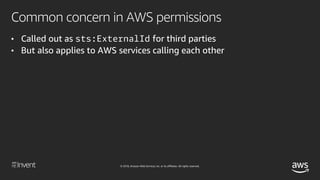 © 2018, Amazon Web Services, Inc. or its affiliates. All rights reserved.
Common concern in AWS permissions
• Called out a...