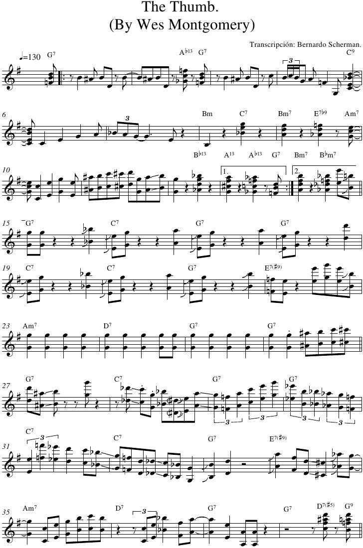 the thumb wes montgomery wes montgomery sheet music
