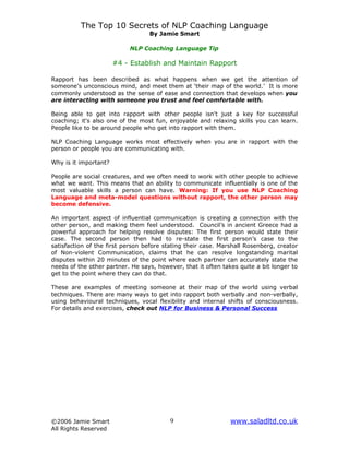 Nlp Rapport Exercise The top-10-secrets-of-nlp-coaching-language | PDF