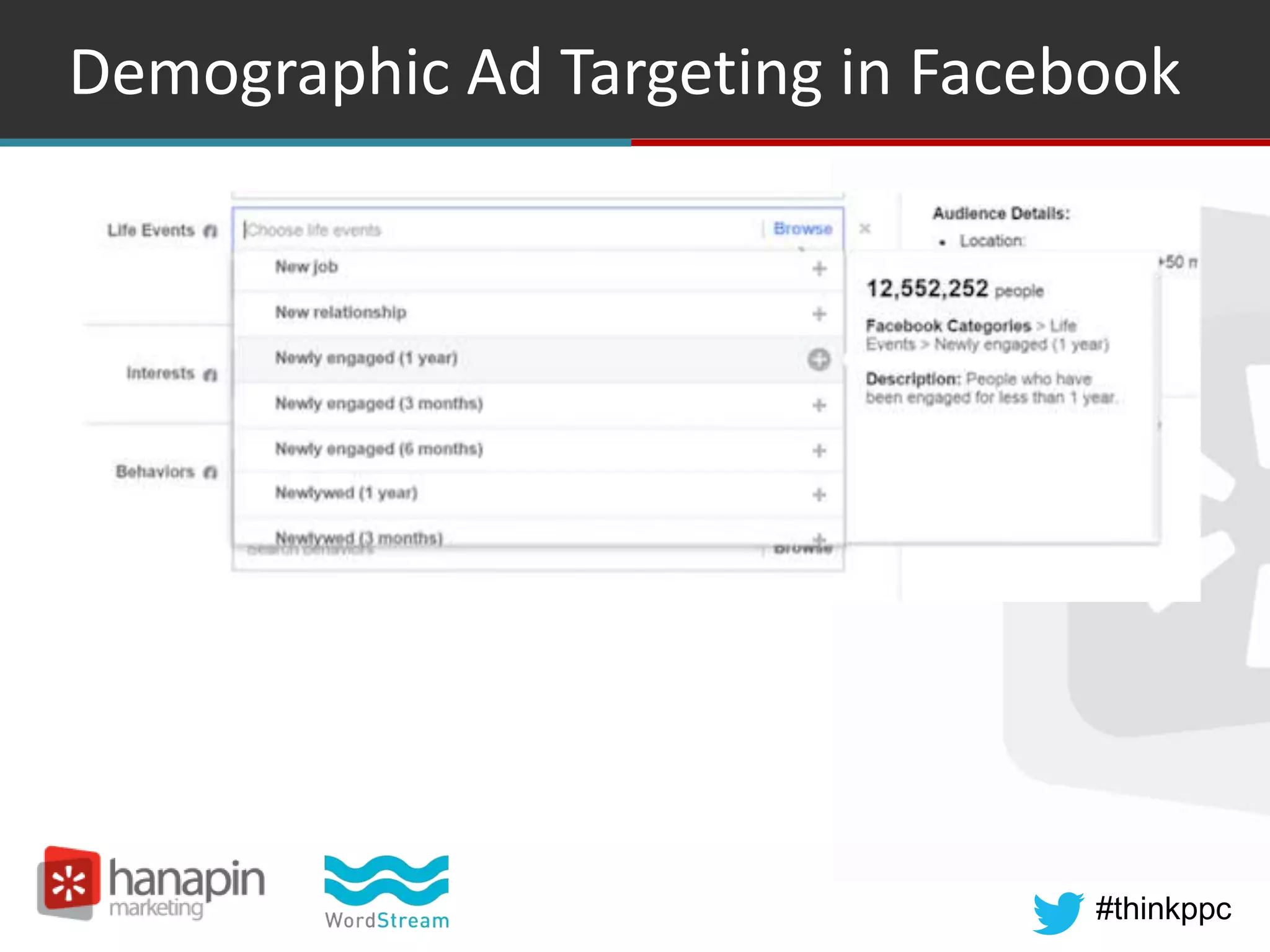 #thinkppc
Demographic Ad Targeting in Facebook
 