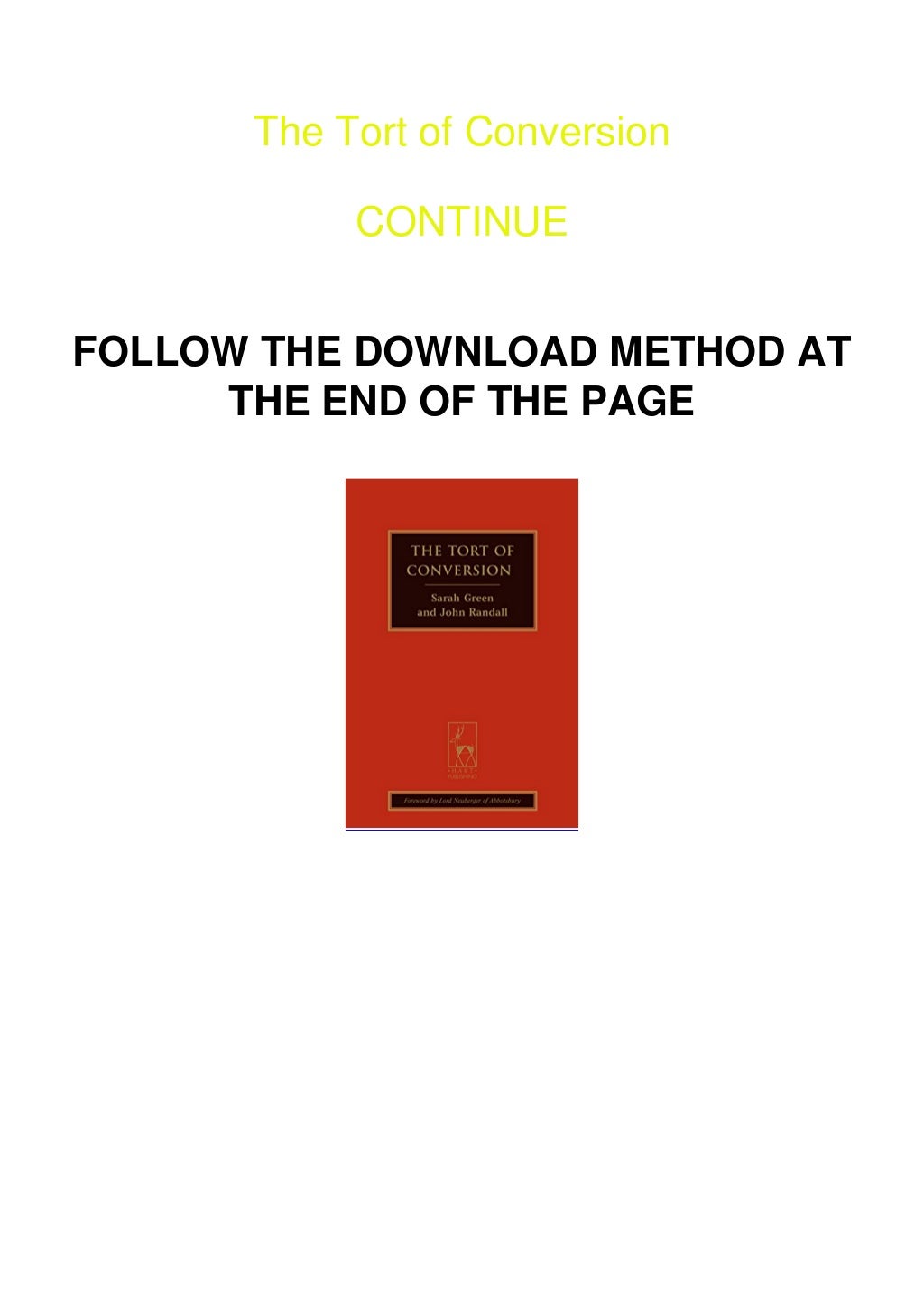 PDF READ DOWNLOAD The Tort of Conversion