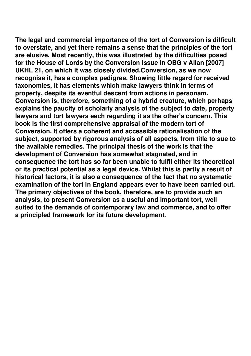 PDF READ DOWNLOAD The Tort of Conversion