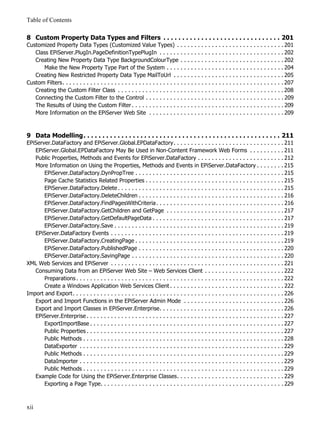 Table of Contents

8 Custom Property Data Types and Filters . . . . . . . . . . . . . . . . . . . . . . . . . . . . . . . ...