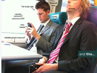 focused
                                     user
                  1hr train ride
                                       ...