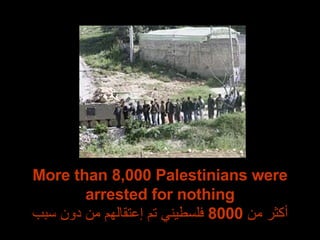 More than 8,000 Palestinians were arrested for nothing أكثر من  8000  فلسطيني تم إعتقالهم من دون سبب 