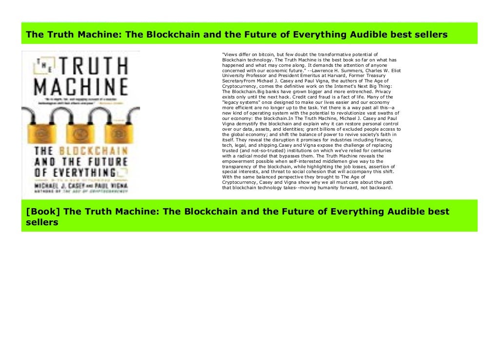 The Truth Machine The Blockchain and the Future of Everything Print