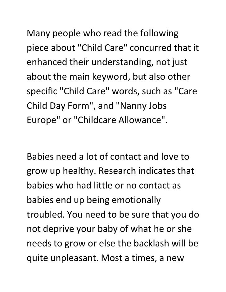 the truth you must know about child care what is the form of the following piece