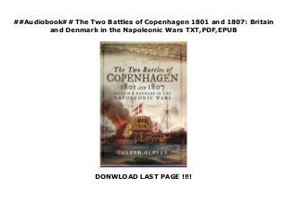 ##Audiobook## The Two Battles of Copenhagen 1801 and 1807: Britain
and Denmark in the Napoleonic Wars TXT,PDF,EPUB
DONWLOAD LAST PAGE !!!!
Get now : https://cdn.download.pdf-files.xyz/?book=1473898315 PDF The Two Battles of Copenhagen 1801 and 1807: Britain and Denmark in the Napoleonic Wars Free download The Danish capital of Copenhagen was the site of two major battles during the Napoleonic Wars, but the significance of the fighting there, and the key role the country played in the conflict in northern Europe, has rarely been examined in detail. In this absorbing and original study Gareth Glover focuses on these two principal events, using original source material to describe them from the British and Danish perspectives, and he shows how they fitted into the little-understood politics of this region during this turbulent phase of European history. The first Battle of Copenhagen in 1801, the naval battle celebrated in Britain as one of Nelson's great victories and the second, the British army's assault on the city in 1807 in which Wellington played a prominent part, were episodes in the continental struggle to resist the power of the French. Gareth Glover describes these events in vivid detail, quoting extensively from the recollections of eyewitnesses on both sides. His account is fascinating reading and an important contribution to the history of the period.
 
