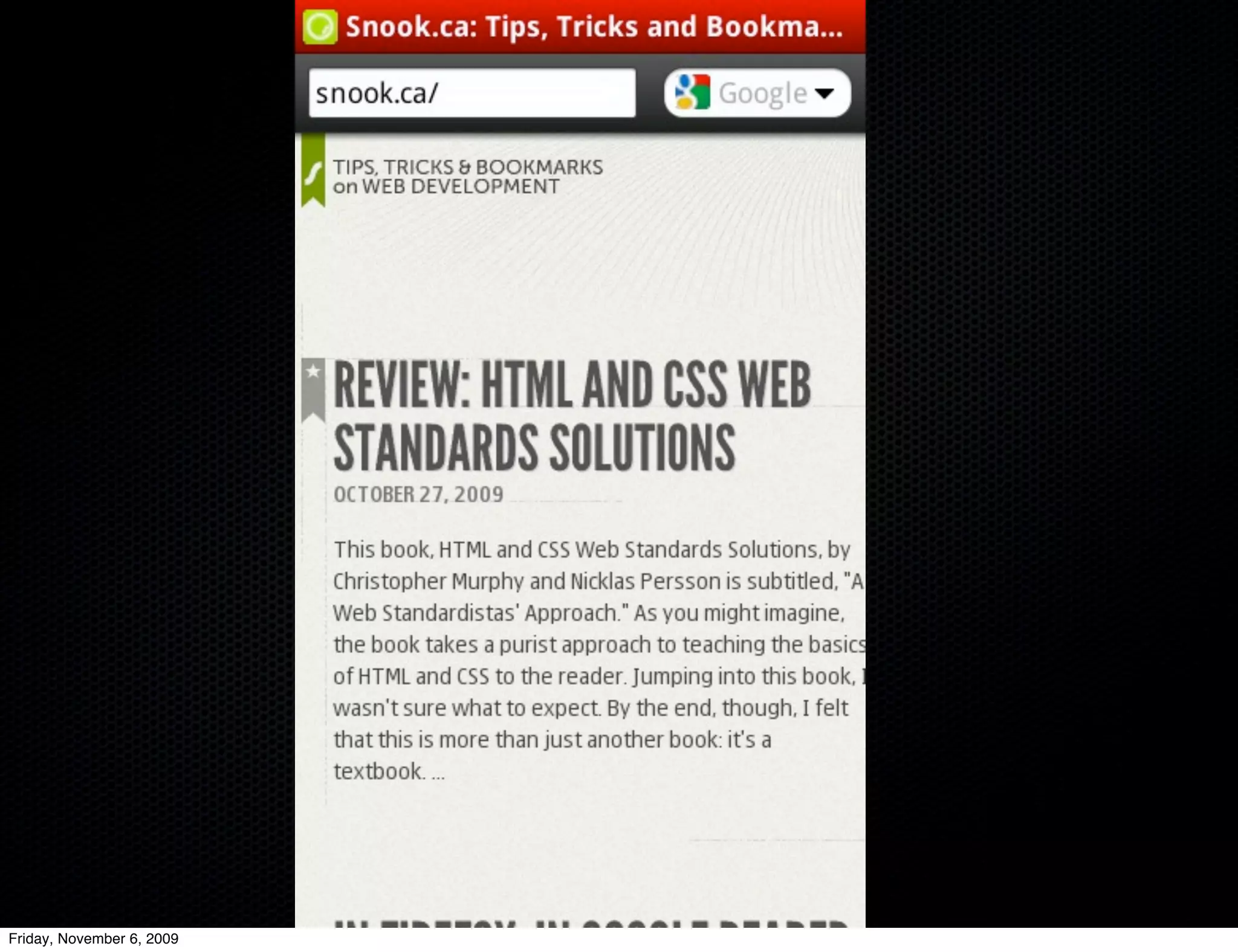 Friday, November 6, 2009
 