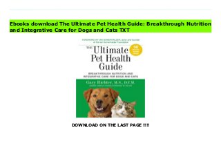 DOWNLOAD ON THE LAST PAGE !!!!
Download direct The Ultimate Pet Health Guide: Breakthrough Nutrition and Integrative Care for Dogs and Cats Don't hesitate Click https://bestebookeducatif.blogspot.co.uk/?book=1401953506 As a holistic veterinarian and scientist, Dr. Gary Richter helps dog and cat owners to navigate the thicket of treatment options and separate the fact from the fiction. He wants us to use what actually works, not just what Western science or alternative medicine say “should” work. This multifaceted approach to health is known as integrative medicine. Dr. Richter examines traditional medicine from many cultures alongside modern medical techniques, describing the best of complementary care and the best of conventional veterinary medicine. Every treatment he recommends has the backing of scientific research or years of successful outcomes in his clinical practice. After explaining the treatment, he offers specific recommendations for an integrative approach to common diseases, including allergies, skin conditions, diabetes, heart disease, and cancer. A holistic approach to health includes nutrition, as it sets up the foundation for your pet’s health. Dr. Richter cuts through the hype in the pet-food world and explains how to choose the best commercial foods and supplements, and even includes both raw and cooked dog- and cat-food recipes for general diet as well as to treat specific needs. He also explains how we can use the right foods and supplements to “hack” the body’s processes, including the immune system. Download Online PDF The Ultimate Pet Health Guide: Breakthrough Nutrition and Integrative Care for Dogs and Cats, Download PDF The Ultimate Pet Health Guide: Breakthrough Nutrition and Integrative Care for Dogs and Cats, Read Full PDF The Ultimate Pet Health Guide: Breakthrough Nutrition and Integrative Care for Dogs and Cats, Read PDF and EPUB The Ultimate Pet Health Guide: Breakthrough Nutrition and Integrative Care for Dogs and Cats, Download PDF ePub Mobi The Ultimate Pet
Health Guide: Breakthrough Nutrition and Integrative Care for Dogs and Cats, Reading PDF The Ultimate Pet Health Guide: Breakthrough Nutrition and Integrative Care for Dogs and Cats, Download Book PDF The Ultimate Pet Health Guide: Breakthrough Nutrition and Integrative Care for Dogs and Cats, Read online The Ultimate Pet Health Guide: Breakthrough Nutrition and Integrative Care for Dogs and Cats, Download The Ultimate Pet Health Guide: Breakthrough Nutrition and Integrative Care for Dogs and Cats pdf, Download epub The Ultimate Pet Health Guide: Breakthrough Nutrition and Integrative Care for Dogs and Cats, Download pdf The Ultimate Pet Health Guide: Breakthrough Nutrition and Integrative Care for Dogs and Cats, Read ebook The Ultimate Pet Health Guide: Breakthrough Nutrition and Integrative Care for Dogs and Cats, Download pdf The Ultimate Pet Health Guide: Breakthrough Nutrition and Integrative Care for Dogs and Cats, The Ultimate Pet Health Guide: Breakthrough Nutrition and Integrative Care for Dogs and Cats Online Read Best Book Online The Ultimate Pet Health Guide: Breakthrough Nutrition and Integrative Care for Dogs and Cats, Read Online The Ultimate Pet Health Guide: Breakthrough Nutrition and Integrative Care for Dogs and Cats Book, Download Online The Ultimate Pet Health Guide: Breakthrough Nutrition and Integrative Care for Dogs and Cats E-Books, Read The Ultimate Pet Health Guide: Breakthrough Nutrition and Integrative Care for Dogs and Cats Online, Read Best Book The Ultimate Pet Health Guide: Breakthrough Nutrition and Integrative Care for Dogs and Cats Online, Download The Ultimate Pet Health Guide: Breakthrough Nutrition and Integrative Care for Dogs and Cats Books Online Download The Ultimate Pet Health Guide: Breakthrough Nutrition and Integrative Care for Dogs and Cats Full Collection, Read The Ultimate Pet Health Guide: Breakthrough Nutrition and Integrative Care for Dogs and Cats Book, Download The Ultimate Pet Health
Guide: Breakthrough Nutrition and Integrative Care for Dogs and Cats Ebook The Ultimate Pet Health Guide: Breakthrough Nutrition and Integrative Care for Dogs and Cats PDF Read online, The Ultimate Pet Health Guide: Breakthrough Nutrition and Integrative Care for Dogs and Cats pdf Read online, The Ultimate Pet Health Guide: Breakthrough Nutrition and Integrative Care for Dogs and Cats Download, Read The Ultimate Pet Health Guide: Breakthrough Nutrition and Integrative Care for Dogs and Cats Full PDF, Download The Ultimate Pet Health Guide: Breakthrough Nutrition and Integrative Care for Dogs and Cats PDF Online, Read The Ultimate Pet Health Guide: Breakthrough Nutrition and Integrative Care for Dogs and Cats Books Online, Read The Ultimate Pet Health Guide: Breakthrough Nutrition and Integrative Care for Dogs and Cats Full Popular PDF, PDF The Ultimate Pet Health Guide: Breakthrough Nutrition and Integrative Care for Dogs and Cats Read Book PDF The Ultimate Pet Health Guide: Breakthrough Nutrition and Integrative Care for Dogs and Cats, Read online PDF The Ultimate Pet Health Guide: Breakthrough Nutrition and Integrative Care for Dogs and Cats, Download Best Book The Ultimate Pet Health Guide: Breakthrough Nutrition and Integrative Care for Dogs and Cats, Read PDF The Ultimate Pet Health Guide: Breakthrough Nutrition and Integrative Care for Dogs and Cats Collection, Read PDF The Ultimate Pet Health Guide: Breakthrough Nutrition and Integrative Care for Dogs and Cats Full Online, Read Best Book Online The Ultimate Pet Health Guide: Breakthrough Nutrition and Integrative Care for Dogs and Cats, Download The Ultimate Pet Health Guide: Breakthrough Nutrition and Integrative Care for Dogs and Cats PDF files, Read PDF Free sample The Ultimate Pet Health Guide: Breakthrough Nutrition and Integrative Care for Dogs and Cats, Download PDF The Ultimate Pet Health Guide: Breakthrough Nutrition and Integrative Care for Dogs and Cats Free access,
Download The Ultimate Pet Health Guide: Breakthrough Nutrition and Integrative Care for Dogs and Cats cheapest, Read The Ultimate Pet Health Guide: Breakthrough Nutrition and Integrative Care for Dogs and Cats Free acces unlimited
Ebooks download The Ultimate Pet Health Guide: Breakthrough Nutrition
and Integrative Care for Dogs and Cats TXT
 