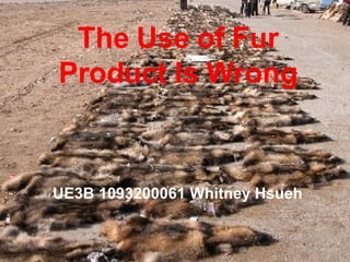 The Use of Fur Product Is Wrong UE3B 1093200061 Whitney Hsueh 