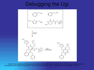 Debugging the Ugi Solution Phase Synthesis of Diketopiperazine Libraries Via the Ugi Reaction: Novel Application of Armstrong’s Covertable Isonitrile Christopher Hulme*, Matthew M Morrisette, Francis A Volz, and Christopher J. Burns,  Tetrahedron Letters, 39 (1998), 1113-1116 
