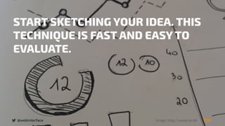 @webinterface Image: http://www.br.de
START SKETCHING YOUR IDEA. THIS
TECHNIQUE IS FAST AND EASY TO
EVALUATE.
 