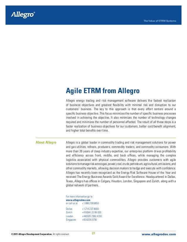 Allegro energy trading system