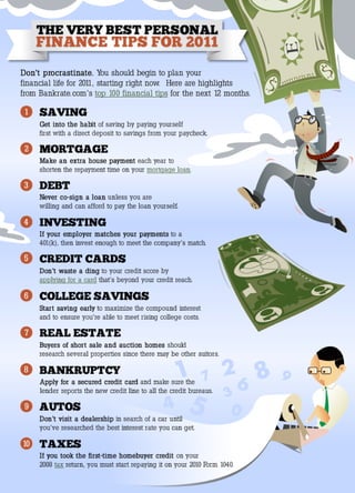 The very best personal finance tips for 2011