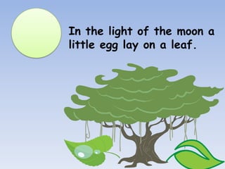 In the light of the moon a
little egg lay on a leaf.
 