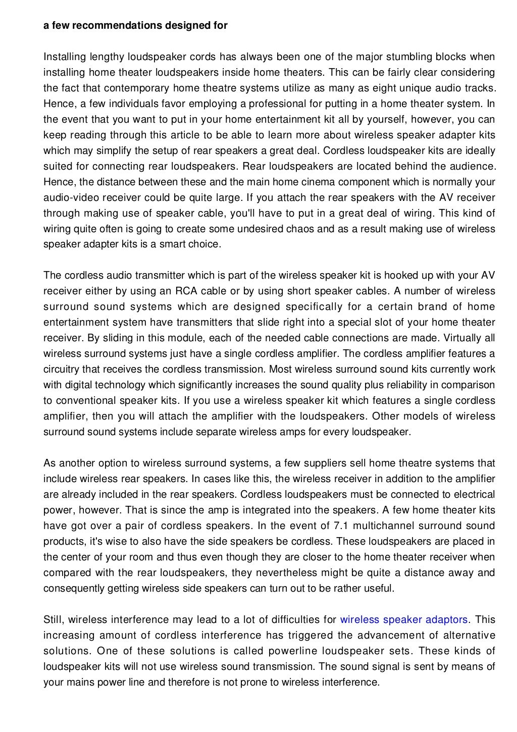 Precisely How Do Surround Sound Wireless Rear Speakers Match Up Against