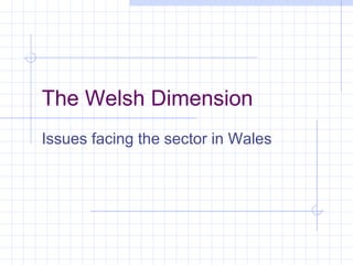 The Welsh Dimension Issues facing the sector in Wales 