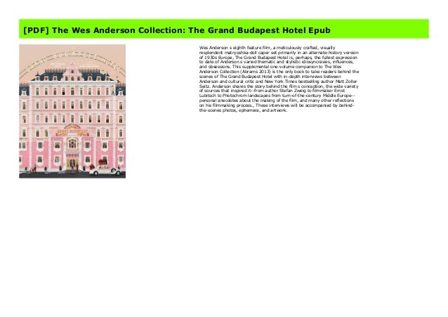 Pdf The Wes Anderson Collection The Grand Budapest Hotel Epub