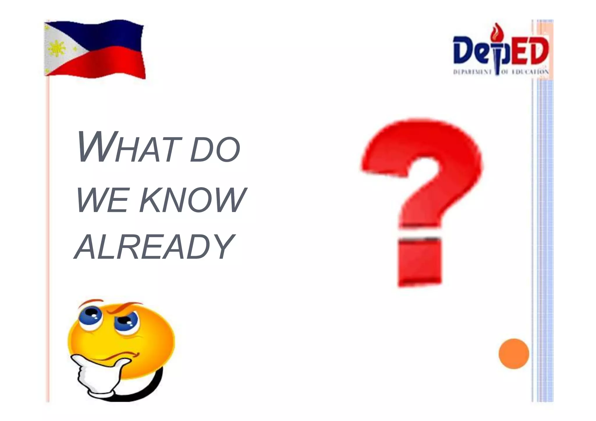 WHAT DO 
WE KNOW 
ALREADY 
 