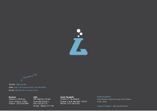 12All rights reserved. 2014 © ZeroTurnaround OÜ
Report Authors:
Oleg Shelajev, Sigmar Muuga, Simon Maple,
Oliver White​
Report Designer: Ladislava Bohacova​
Contact Us
Estonia
Ülikooli 2, 4th floor
Tartu, Estonia, 51003
Phone: +372 653 6099
Twitter: @RebelLabs
Web: http://zeroturnaround.com/rebellabs
Email: labs@zeroturnaround.com
USA
399 Boylston Street,
Suite 300, Boston,
MA, USA, 02116
Phone: 1(857)277-1199
Czech Republic
Osadní 35 - Building B
Prague, Czech Republic 170 00
Phone: +372 740 4533
 