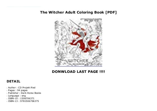 Download The Witcher Adult Coloring Book Pdf
