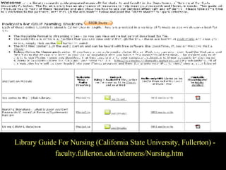 Cal State Fullerton Library Guide For Nursing (California State University, Fullerton) - faculty.fullerton.edu/rclemens/Nursing.htm 