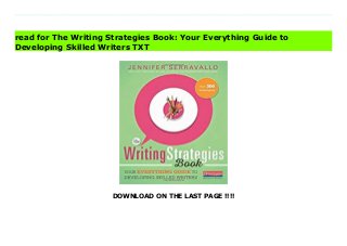 DOWNLOAD ON THE LAST PAGE !!!!
Download direct The Writing Strategies Book: Your Everything Guide to Developing Skilled Writers Don't hesitate Click https://fubbooksinfo001.blogspot.com/?book=032507822X The Reading Strategies Book made the New York Times Best Seller List by making it simpler to match students' needs to high-quality instruction. Now, in The Writing Strategies Book, Jen Serravallo does the same, collecting 300 of the most effective strategies to share with writers, and grouping them beneath 10 crucial goals.You can think of the goals as the what, writes Jen, and the strategies as the how. From composing with pictures all the way to conventions and beyond, you'll have just-right teaching, just in time. With Jen's help you'll:develop individual goals for every writer give students step-by-step strategies for writing with skill and craft coach writers using prompts aligned to a strategy present mentor texts that support a genre and strategy adjust instruction to meet individual needs with Jen's Teaching Tips demonstrate and explain a writing move with her Lesson Language learn more with Hat Tips to the work of influential teacher-authors. She even offers suggestions for stocking your writing center, planning units of study, celebrating student writing, and keeping records.Whether you use Writing Workshop, 6+1 Traits, Daily 5's Work on Writing, a scripted writing program, the writing exercises in your basal, or any other approach, you'll discover a treasure chest of ways to work with whole classes, small groups, or individual writers.I am convinced that helping kids to articulate clear goals for their work, writes Jen Serravallo, and supporting them with strategies and feedback to accomplish those goals, makes a huge difference. With The Writing Strategies Book you can make that kind of difference with your writers every day. Read Online PDF The Writing Strategies Book: Your Everything Guide to Developing Skilled Writers, Download PDF The Writing Strategies Book: Your Everything Guide to Developing Skilled
Writers, Download Full PDF The Writing Strategies Book: Your Everything Guide to Developing Skilled Writers, Download PDF and EPUB The Writing Strategies Book: Your Everything Guide to Developing Skilled Writers, Download PDF ePub Mobi The Writing Strategies Book: Your Everything Guide to Developing Skilled Writers, Downloading PDF The Writing Strategies Book: Your Everything Guide to Developing Skilled Writers, Download Book PDF The Writing Strategies Book: Your Everything Guide to Developing Skilled Writers, Download online The Writing Strategies Book: Your Everything Guide to Developing Skilled Writers, Read The Writing Strategies Book: Your Everything Guide to Developing Skilled Writers pdf, Read epub The Writing Strategies Book: Your Everything Guide to Developing Skilled Writers, Download pdf The Writing Strategies Book: Your Everything Guide to Developing Skilled Writers, Download ebook The Writing Strategies Book: Your Everything Guide to Developing Skilled Writers, Read pdf The Writing Strategies Book: Your Everything Guide to Developing Skilled Writers, The Writing Strategies Book: Your Everything Guide to Developing Skilled Writers Online Download Best Book Online The Writing Strategies Book: Your Everything Guide to Developing Skilled Writers, Read Online The Writing Strategies Book: Your Everything Guide to Developing Skilled Writers Book, Download Online The Writing Strategies Book: Your Everything Guide to Developing Skilled Writers E-Books, Download The Writing Strategies Book: Your Everything Guide to Developing Skilled Writers Online, Download Best Book The Writing Strategies Book: Your Everything Guide to Developing Skilled Writers Online, Download The Writing Strategies Book: Your Everything Guide to Developing Skilled Writers Books Online Download The Writing Strategies Book: Your Everything Guide to Developing Skilled Writers Full Collection, Read The Writing Strategies Book: Your Everything Guide to Developing Skilled Writers
Book, Download The Writing Strategies Book: Your Everything Guide to Developing Skilled Writers Ebook The Writing Strategies Book: Your Everything Guide to Developing Skilled Writers PDF Download online, The Writing Strategies Book: Your Everything Guide to Developing Skilled Writers pdf Read online, The Writing Strategies Book: Your Everything Guide to Developing Skilled Writers Read, Read The Writing Strategies Book: Your Everything Guide to Developing Skilled Writers Full PDF, Download The Writing Strategies Book: Your Everything Guide to Developing Skilled Writers PDF Online, Download The Writing Strategies Book: Your Everything Guide to Developing Skilled Writers Books Online, Read The Writing Strategies Book: Your Everything Guide to Developing Skilled Writers Full Popular PDF, PDF The Writing Strategies Book: Your Everything Guide to Developing Skilled Writers Read Book PDF The Writing Strategies Book: Your Everything Guide to Developing Skilled Writers, Download online PDF The Writing Strategies Book: Your Everything Guide to Developing Skilled Writers, Read Best Book The Writing Strategies Book: Your Everything Guide to Developing Skilled Writers, Read PDF The Writing Strategies Book: Your Everything Guide to Developing Skilled Writers Collection, Read PDF The Writing Strategies Book: Your Everything Guide to Developing Skilled Writers Full Online, Read Best Book Online The Writing Strategies Book: Your Everything Guide to Developing Skilled Writers, Read The Writing Strategies Book: Your Everything Guide to Developing Skilled Writers PDF files, Download PDF Free sample The Writing Strategies Book: Your Everything Guide to Developing Skilled Writers, Read PDF The Writing Strategies Book: Your Everything Guide to Developing Skilled Writers Free access, Download The Writing Strategies Book: Your Everything Guide to Developing Skilled Writers cheapest, Read The Writing Strategies Book: Your Everything Guide to Developing Skilled Writers Free acces
unlimited
read for The Writing Strategies Book: Your Everything Guide to
Developing Skilled Writers TXT
 