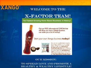 Welcome To the x-factor Team! Our Mission:  To spread love and promote a healthy & wealthy lifestyle! 