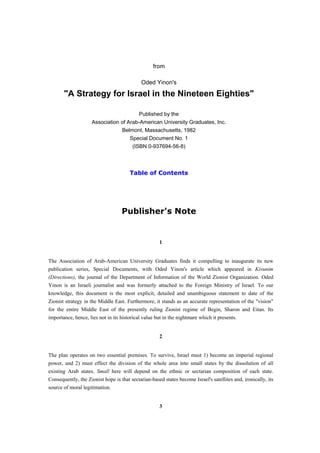 from

                                             Oded Yinon's

       "A Strategy for Israel in the Nineteen Eighties"

...