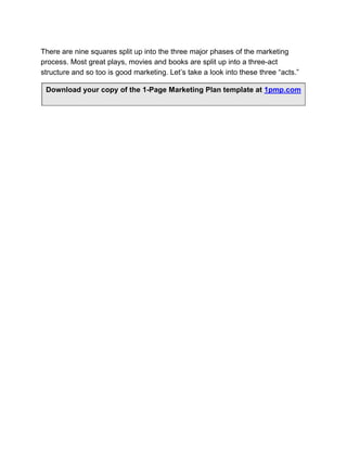 The 1 page marketing plan get new customers, make more money, and stand ...