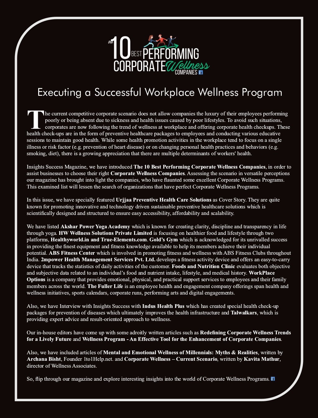 The 10 best performing corporate wellness companies