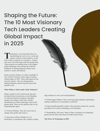 Technology Visionary The 10 Most Visionary Tech Leaders Creating Global Impact, 2025.pdf