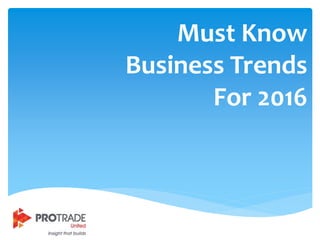 Must Know
Business Trends
For 2016
 