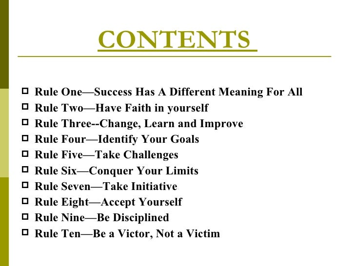 The 10 Rules Of Success
