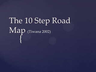 { 
The 10 Step Road Map (Tiwana 2002)  