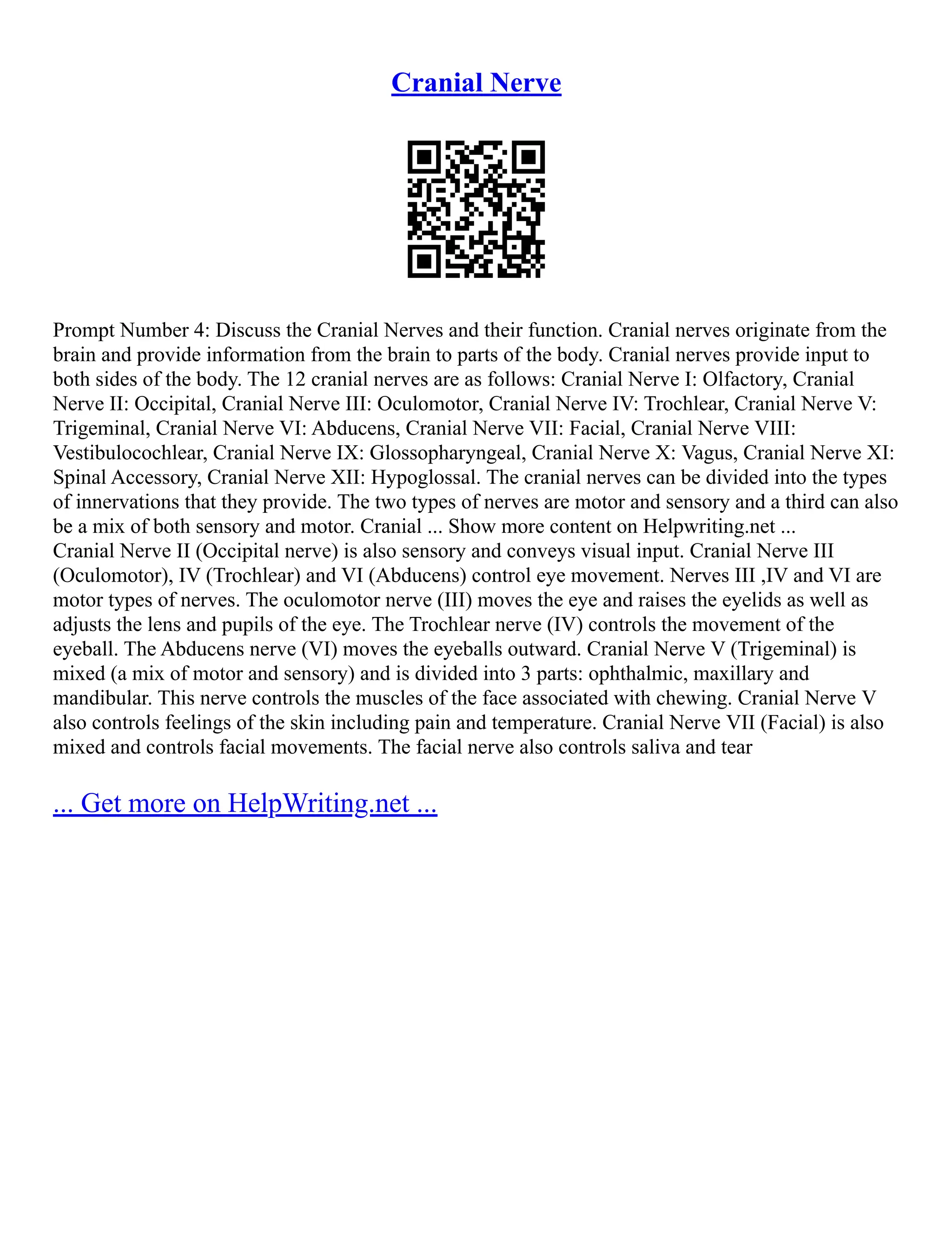 The 12 Cranial Nerves | PDF