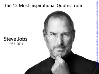 http://www.buzzfeed.com/awesomer/12-most-inspirational-quotes-from-steve-jobs The 12 Most Inspirational Quotes from 