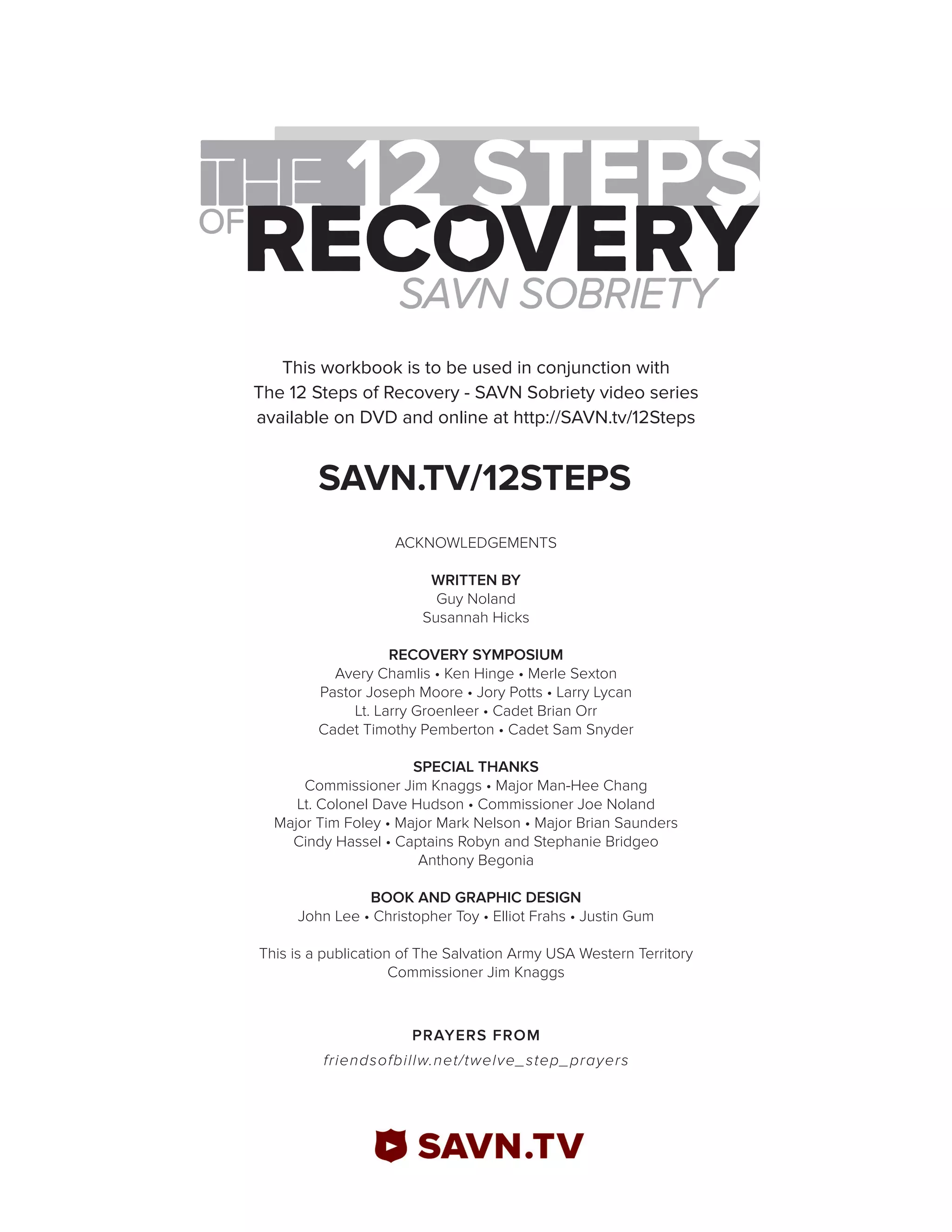 The 12 Steps of Recovery - savn sobriety workbook