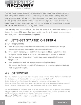 Safe Recovery Program Guide Pdf The 12 Steps of Recovery - savn sobriety workbook | PDF