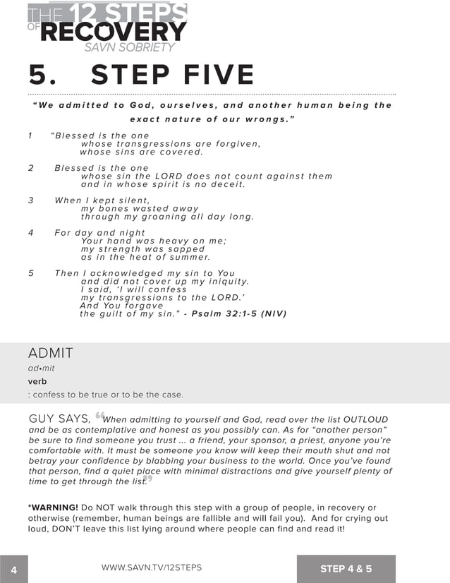 The 12 Steps of Recovery - savn sobriety workbook | PDF