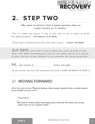 The 12 Steps of Recovery - savn sobriety workbook | PDF The 12 Steps of Recovery - savn sobriety workbook | PDF
