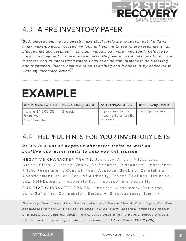 Worksheets Moral Inventory Worksheet moral inventory worksheet delibertad the 12 steps of recovery savn sobriety workbook