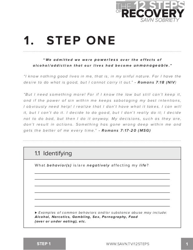 The 12 Steps of Recovery  savn sobriety workbook