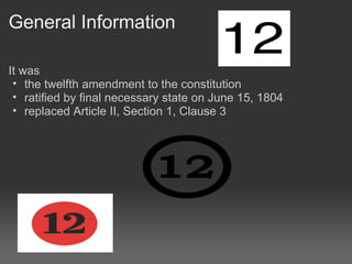 Why the 12th Amendment?