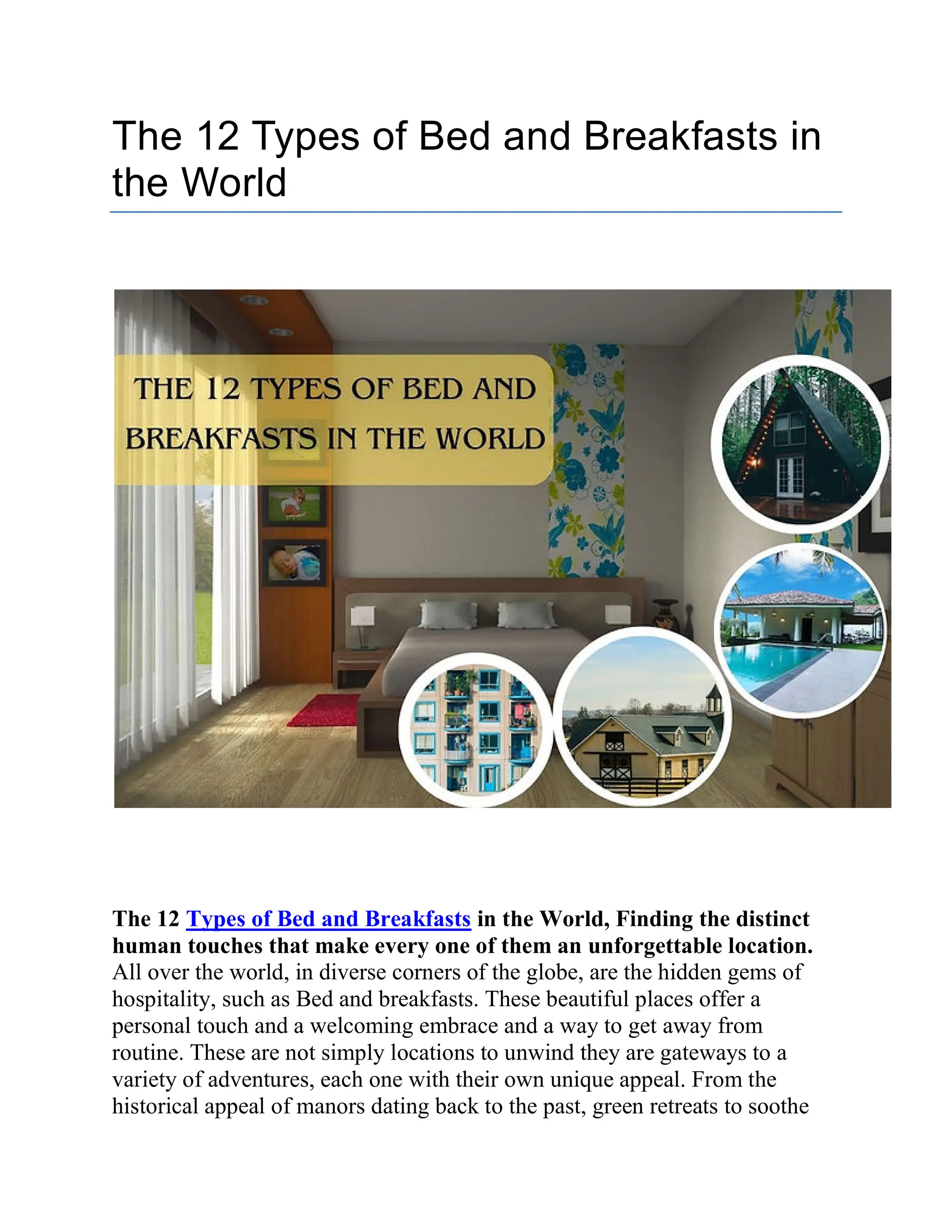 The 12 Types of Bed and Breakfasts in the World PDF