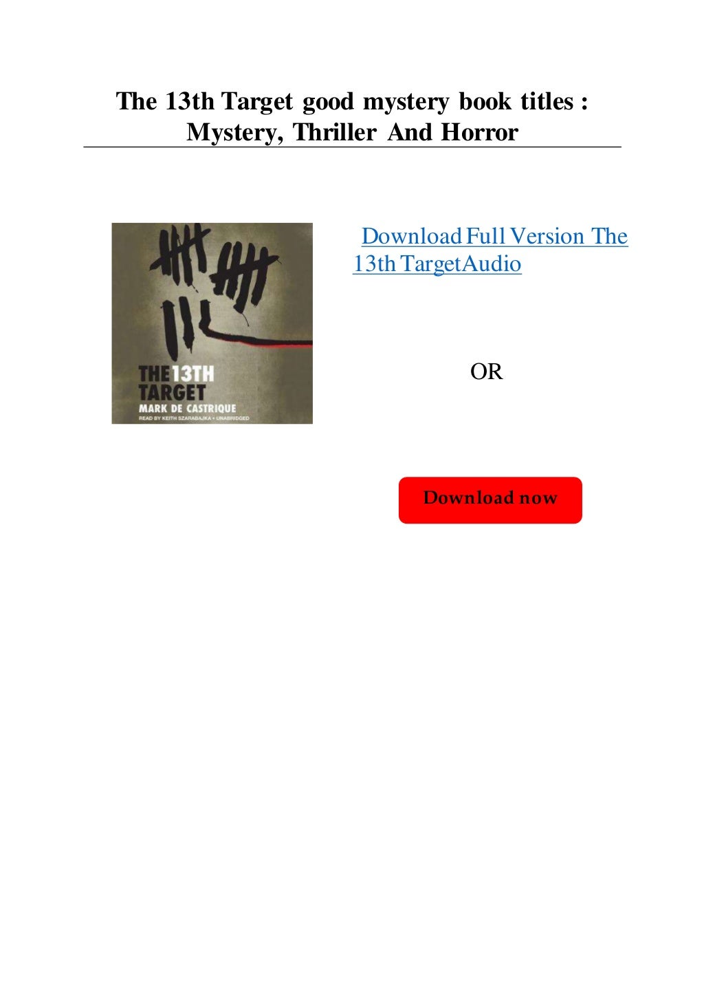 The 13th Target good mystery book titles : Mystery... Thriller And Ho…
